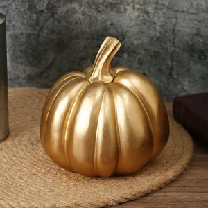 Statua zucca dorata in resina ornamento decorazione per festa Halloween casa oggetti di scena