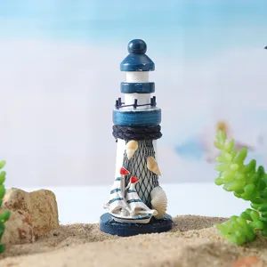 Mediterrane stijl houten mini vuurtoren ornament strand thema kamer decor rekwisiet