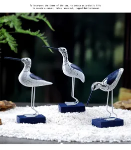 Ornements de mouettes en bois méditerranéens, décoration côtière pour la maison.