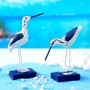 Oiseau De Mer Craquelé En Bois Décoration De Bureau Figurine Style Méditerranéen