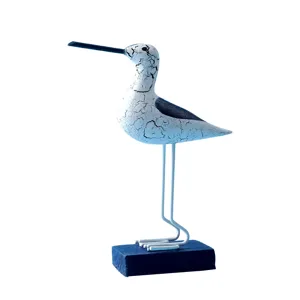 Figurine de mouette craquelée en bois méditerranéen décoration de bureau accessoire photo maison.