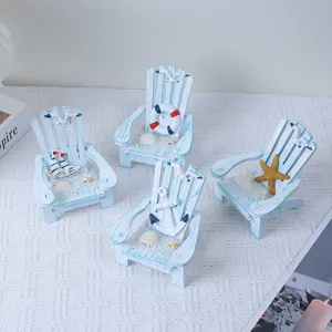 Mediterranes Mini Holz Strandstuhl Set für schöne Tischdekoration und Foto Requisiten
