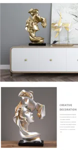Resin kissing couple sculpture modern luxury home decor creative art ornament for living room