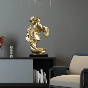 Modern gold couple statue resin abstract ornament for living room desk home decor