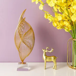 Modern gold abstract metal art sculpture ornament for living room home desktop decoration
