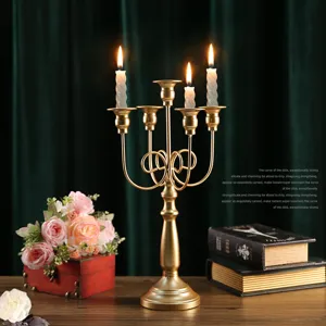 French Retro Metal Candlestick Holder Romantic Table Centerpiece European Style Home Dining Decor Wedding Party Props
