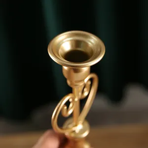 French vintage metal candlestick holder for romantic candlelight dinner table decoration.