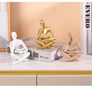 Moderne abstracte lezende menselijke figuur hars sculptuur voor luxe thuis kantoor bureau decor