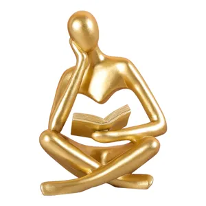 Gouden hars lees figuur abstracte sculptuur moderne woondecoratie bureau decor