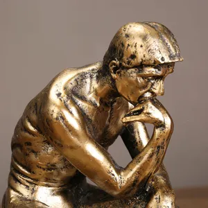 Antica statua Pensatore resina effetto bronzo statuetta retro decorazione mensola d'arte