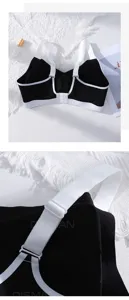 Reggiseno senza ferro comodo coppe intere taglie forti nero e bianco dettaglio.
