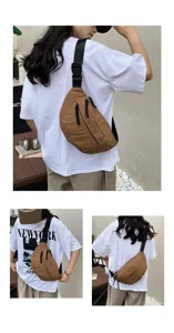 Unisex casual nylon τσάντα στήθους, μινιμαλιστική καφέ τσάντα χιαστί cho καθημερινή μετακίνηση.