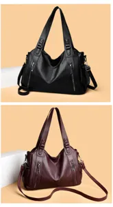 Women leather tote bag large capacity shoulder crossbody bag casual commute handbag style