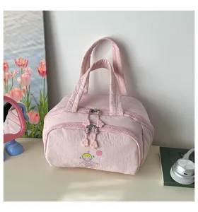 Modische rosa Kosmetiktasche mit grossem Fassungsvermögen und niedlichem Astronauten-Druck für Frauen.