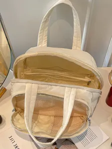 Große Kosmetiktasche aus Canvas mit vielen Fächern und Reißverschluss für Damen.