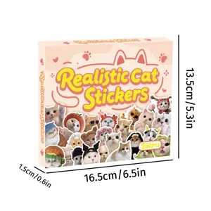 Set de caja de 200 pegatinas de gatos bonitos realistas, pegatinas decorativas kawaii manuali