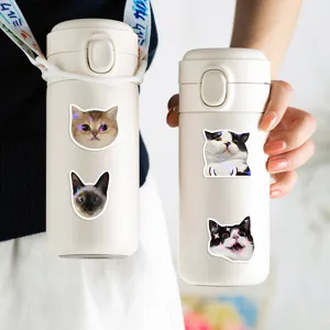 Bonitos pegatinas de gatos realistas para botellas de agua y diarios con película láser.