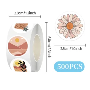 500 Stk. Boho Sticker Rolle Vintage Blumen Aesthetische Aufkleber fuer Wasserflasche und Handy dekor