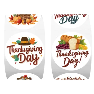 Thanksgiving Day roll stickers gift sealing labels cute autumn harvest packaging decor