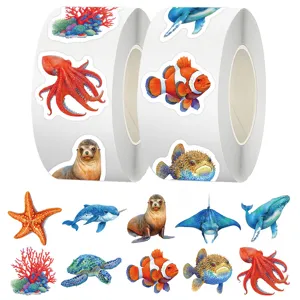 Rotolo di adesivi di animali marini impermeabili per bambini scrapbooking fai da te