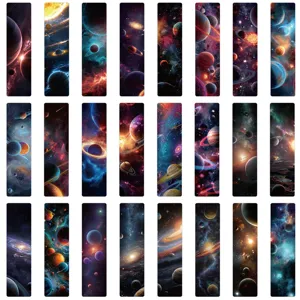 24pcs marque-pages espace planete design galaxie etoilee en papier pour lecture carnet DIY