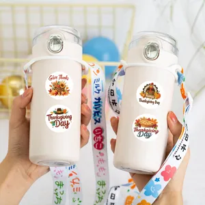 Thanksgiving day decorative stickers set with cute water bottle design for holiday gifts