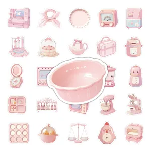 Leuke roze bakkerij stickers set, waterdichte esthetische schrijfwaren stickers voor notitieboek.