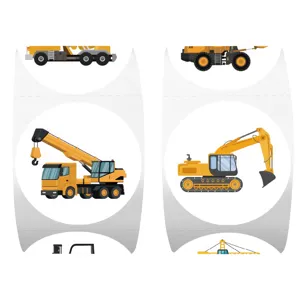 Rouleau d'autocollants de véhicules de chantier, jolies étiquettes de camion et grue.