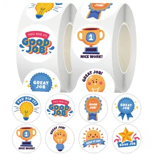 Adesivi in Rotolo Premio per Bambini Cartone Animato Simpatici Animali Stelle Slogan Adesivi Decorativi per Diario Studenti