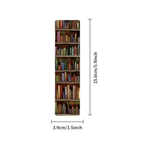 Vintage bookshelf paper bookmark for reading, literary style decorative stationery item.