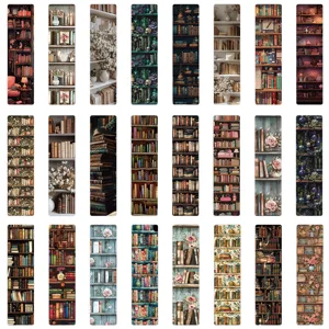 Retro bookshelf bookmarks 24pcs literary vintage journal decoration paper stationery