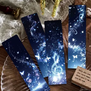Starry music note and butterfly paper bookmarks, creative journal decorative stationery set.