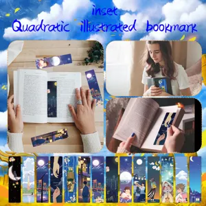 24pcs anime illustrated paper bookmarks starry night cute aesthetic reading stationery supplies