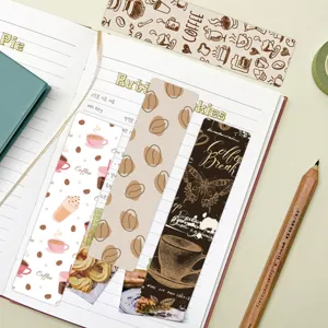 Set di segnalibri in carta con tema caffè vintage per diario e lettura, cancelleria creativa.