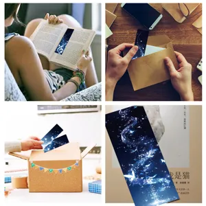 Blue musical note bookmark set for journaling, paper stationery for students and reading.