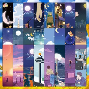 24pcs anime star illustration paper bookmarks set, aesthetic reading page markers for books.
