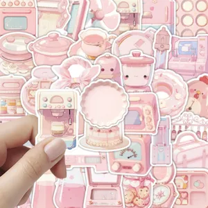 Roze bakkerij stickers schattige waterdichte esthetische stickers voor dagelijks schrijven DIY