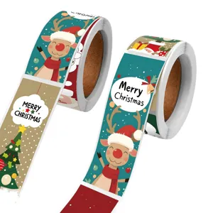 Weihnachts-Rollenaufkleber, lange Streifen Sticker mit süßen Rentieren für kreative Deko.