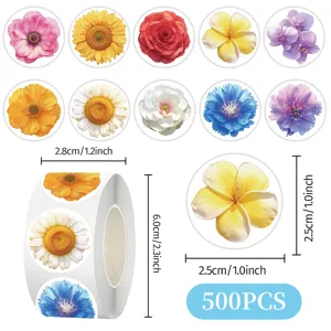 Floral decorative roll stickers, waterproof flower dot stickers for journal and DIY crafts.