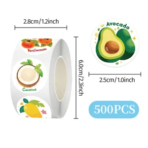Cute cartoon fruit reward stickers roll with various cute designs for kids and students.