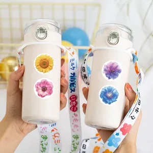 Waterproof decorative round floral stickers for journaling, DIY crafts, and notebook decoration.