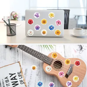 Colorful waterproof round flower stickers for laptop and DIY crafts daily decoration.