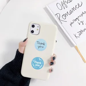 Blue thank you stickers round self adhesive sealing labels for gift packaging decoration.