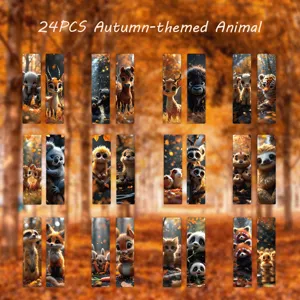 24pcs autumn themed animal bookmarks cute paper book page markers for reading and hand ledger