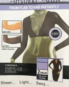 Close-up detail of Amazing Arms mesh shaper top, featuring lightweight 4-way stretch fabric.