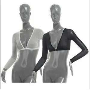 Mesh bolero shrug arm sleeves with front buckle cropped top black white layered set for women