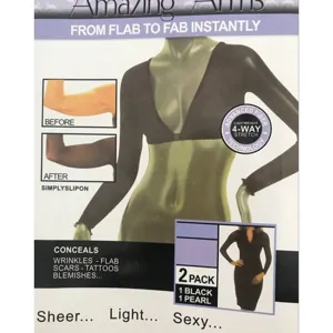 Amazing Arms mesh shrug long sleeve arm shaper black white 2 pack slimming cover top