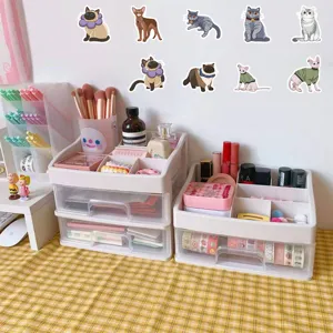 Cute cartoon hand-painted cat stickers for journaling, phone cases, and notebook DIY decor