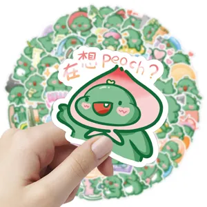 Mignon autocollant de dragon vert de dessin animé esthétique étanche vinyle pour journal déco