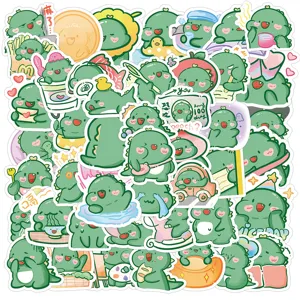 Jolie collection d'autocollants de dragon vert mignon pour journal intime tablette et téléphone.